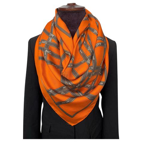 hermes tuch orange|orange hermes silk scarf.